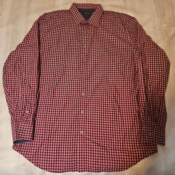 Bugatchi Classic Fit Long Sleeve Button Up Shirt Mens XXL Blue Plaid Cotton - Picture 2 of 6